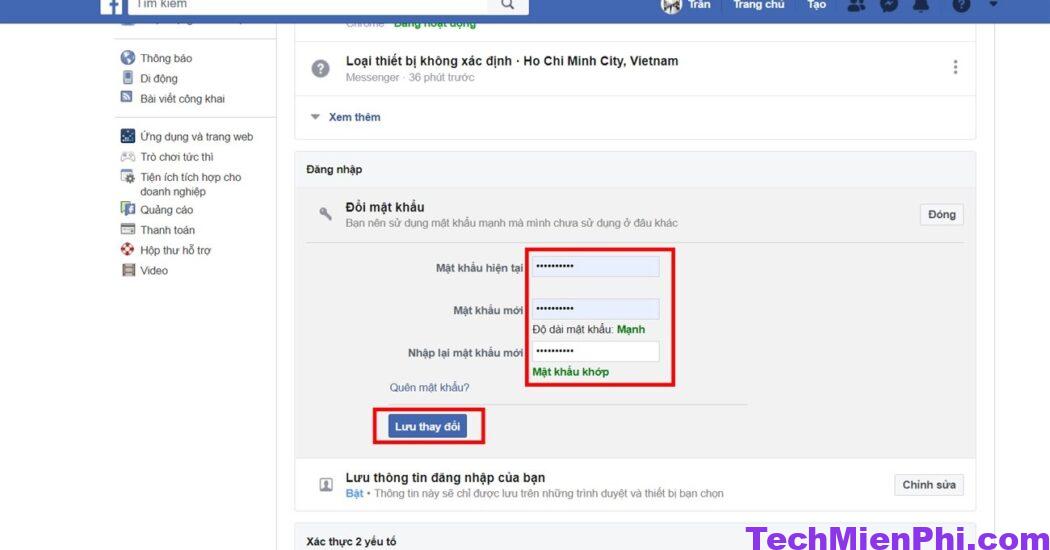 Cách đổi mật khẩu FaceBook